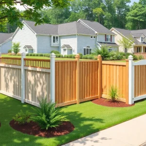 Installation of fences in a suburban setting in Georgia.
