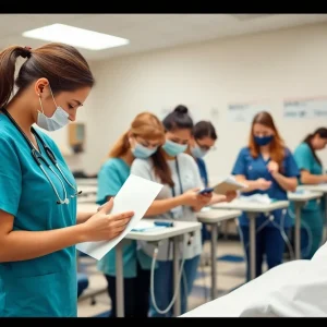 Students in a healthcare training program at Georgia Highlands College
