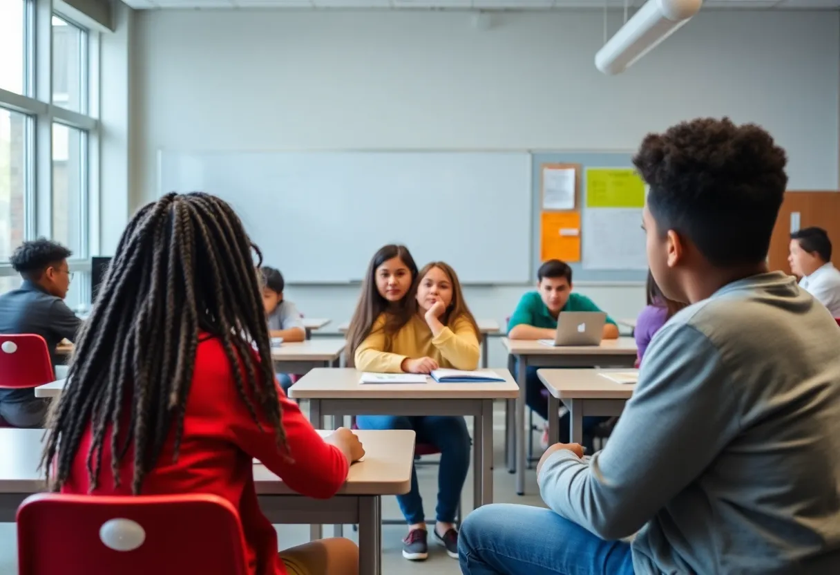 Diverse students participating in a hybrid learning environment at REACH Public Schools.