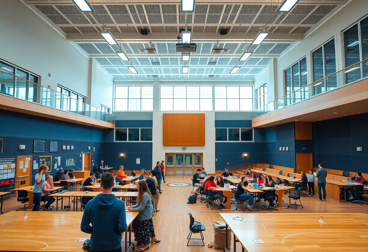 New campus of Richmond Hill High School with students and modern facilities