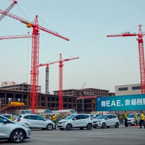 Construction site for Rivian electric vehicle factory