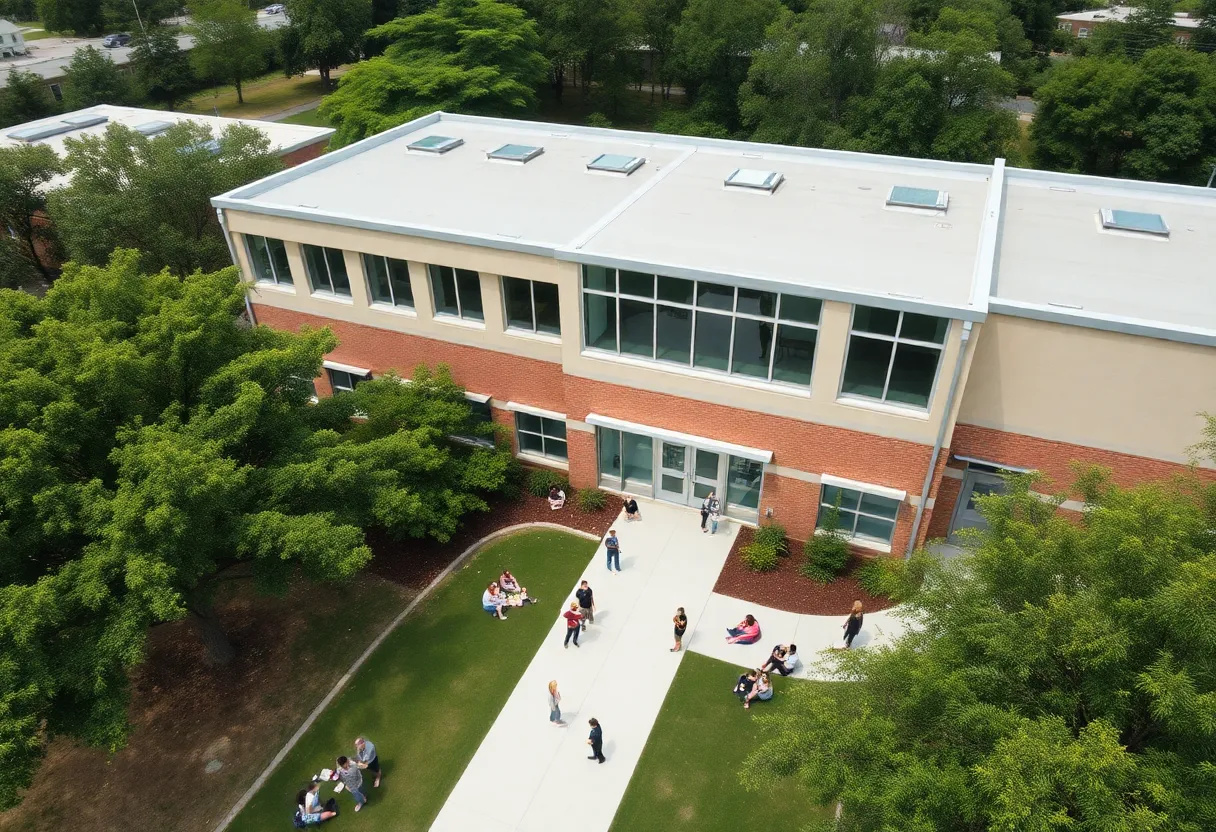Students learning outdoors at a new public charter school in Savannah.
