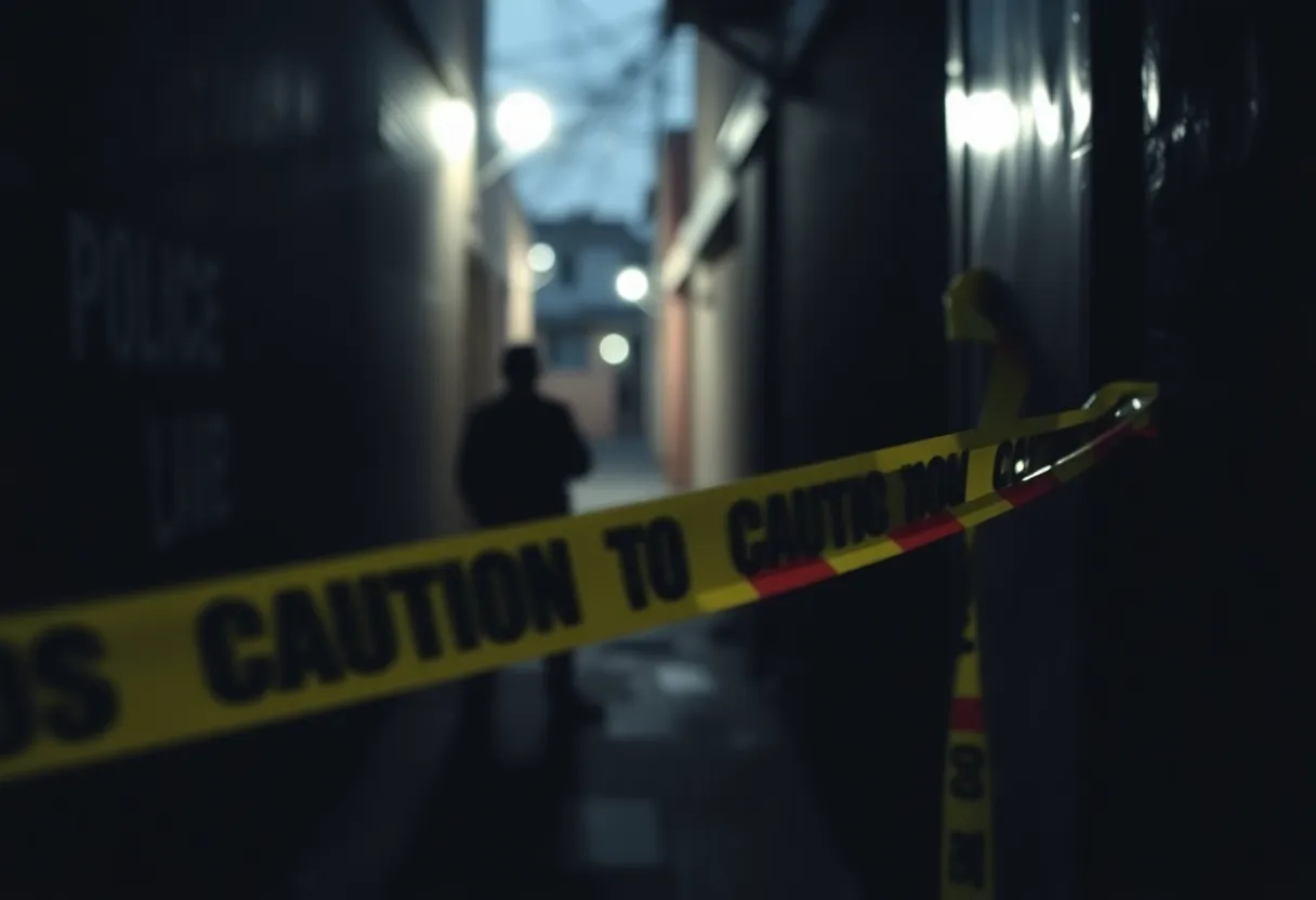 Police caution tape in a Savannah alleyway