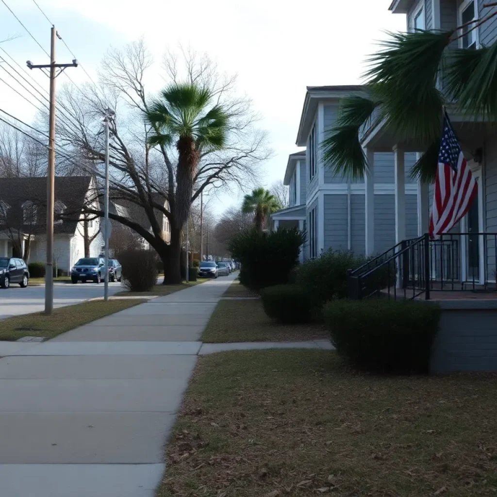 An overview of a Savannah neighborhood depicting community life amidst safety concerns.