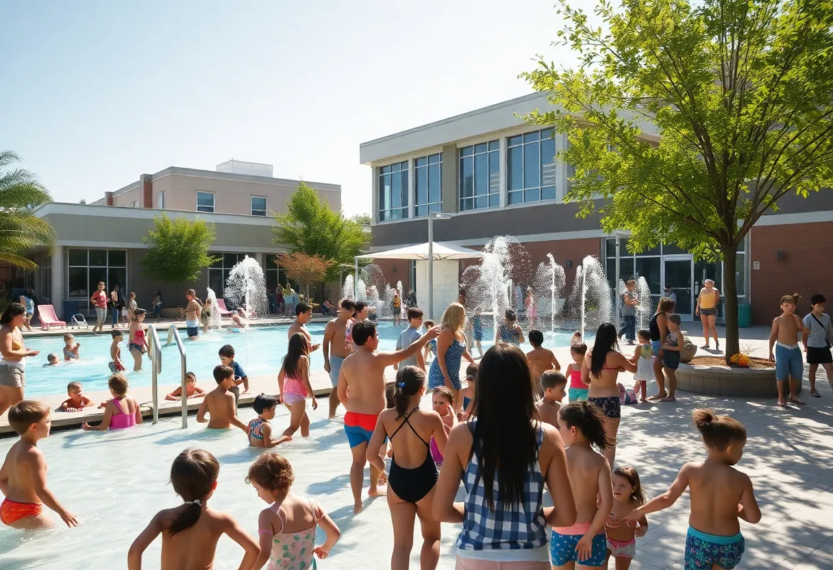 Families using cooling facilities at Savannah community centers and splash pads