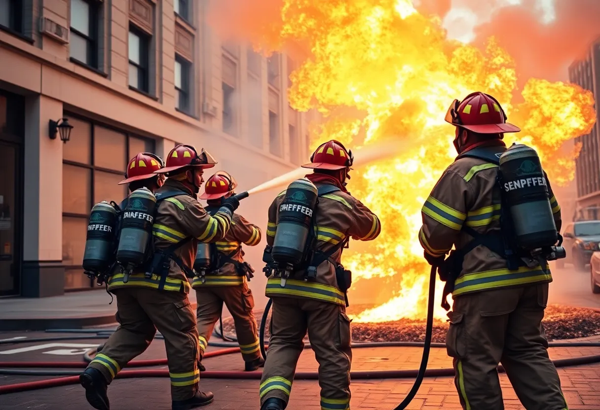 Firefighters from the Savannah Fire Department responding to a fire emergency