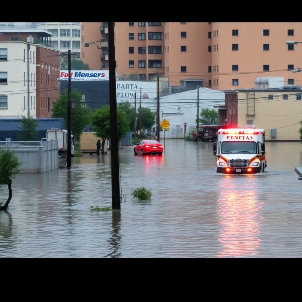 Flooded streets in Savannah highlighting disaster response efforts.