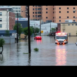 Flooded streets in Savannah highlighting disaster response efforts.