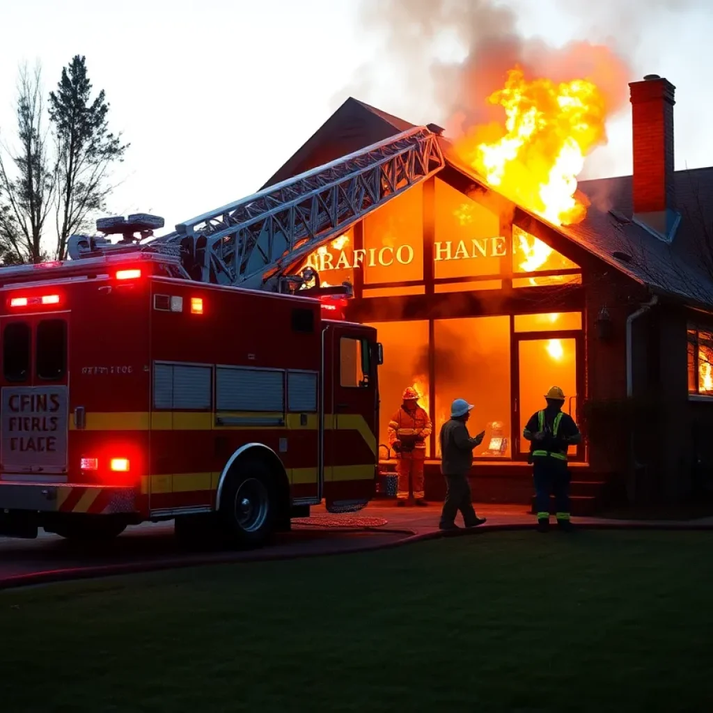 Firefighters battling a house fire in Savannah in the early morning.