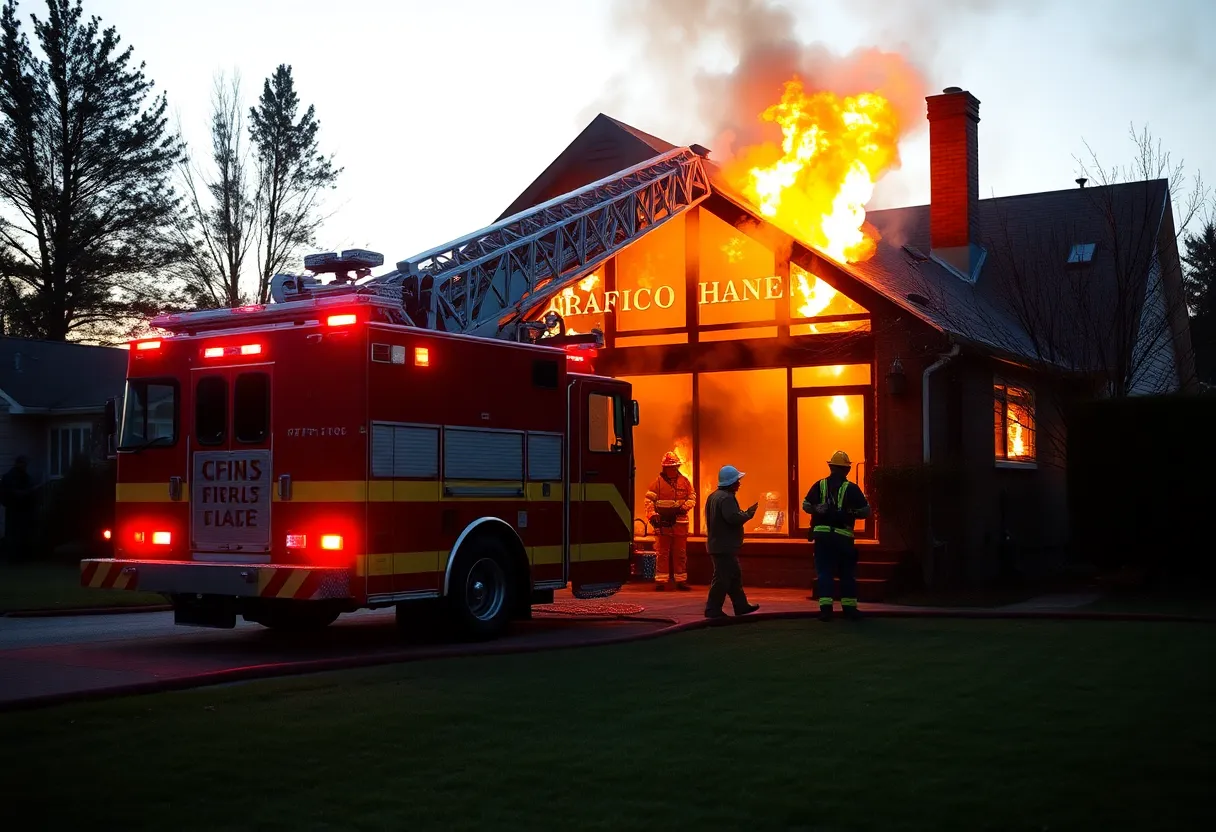 Firefighters battling a house fire in Savannah in the early morning.