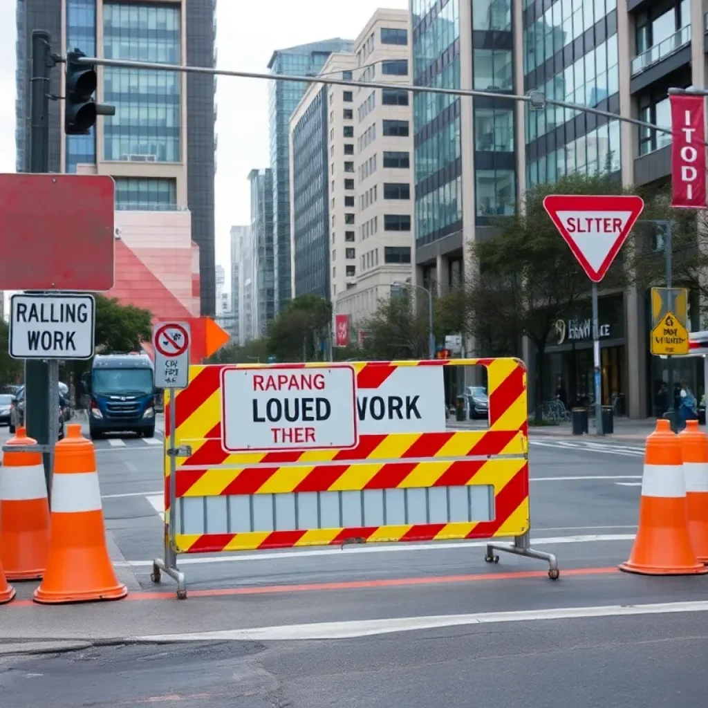 Closure signs at the intersection of Reynolds Street and 54th Street in Savannah