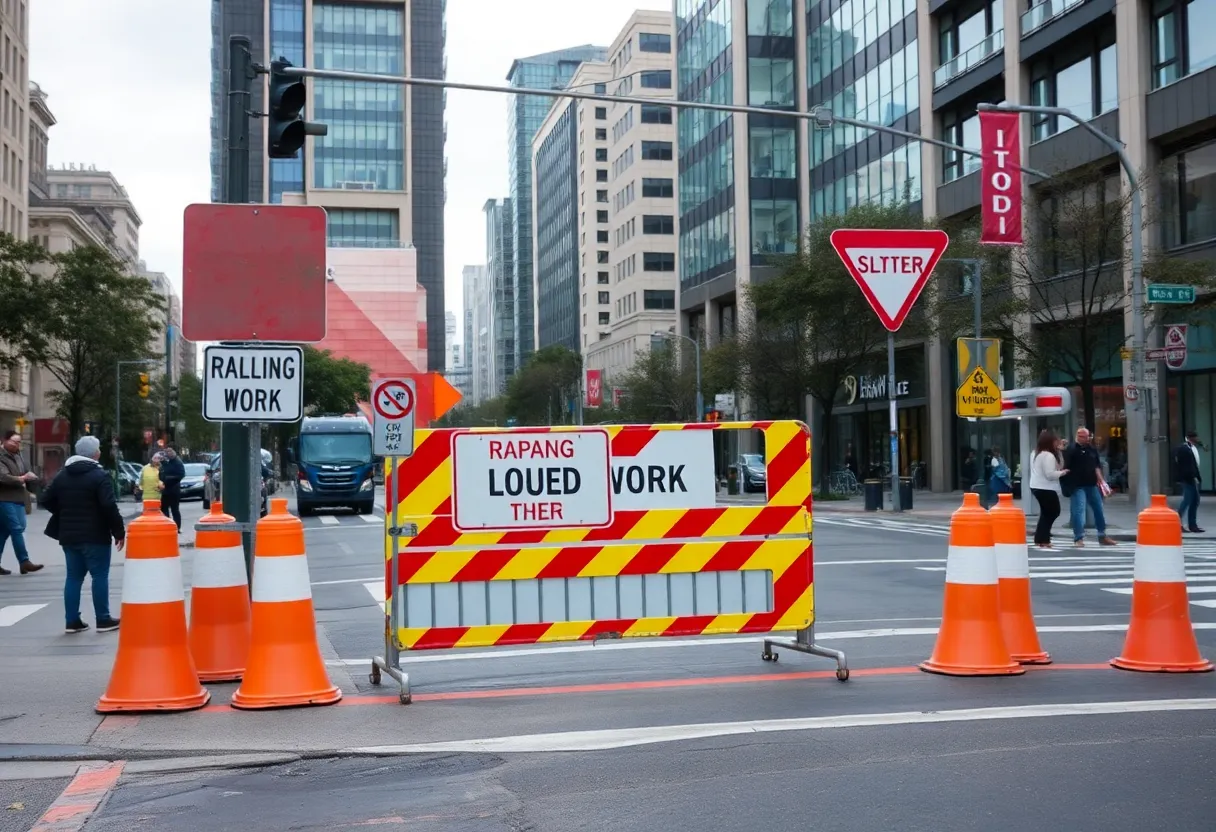 Closure signs at the intersection of Reynolds Street and 54th Street in Savannah