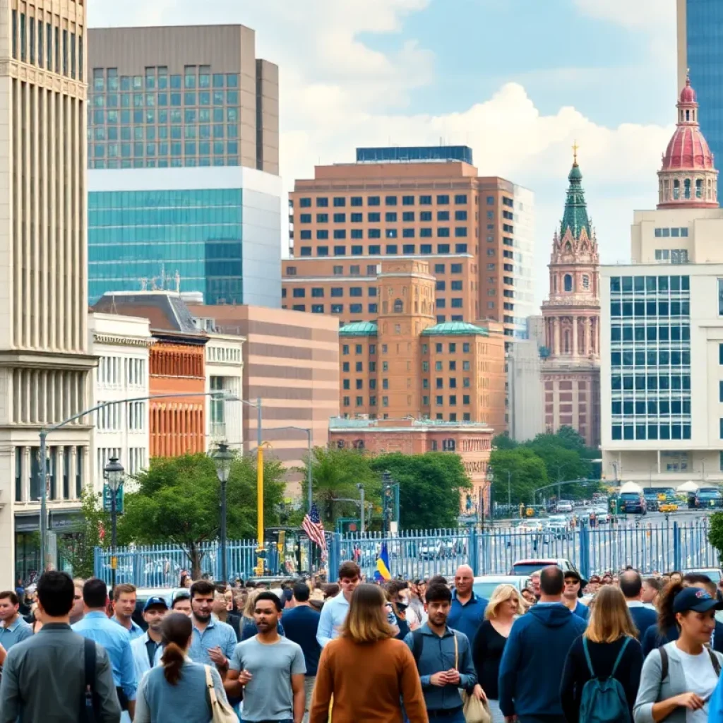 A vibrant scene depicting the Savannah job market with diverse professionals.