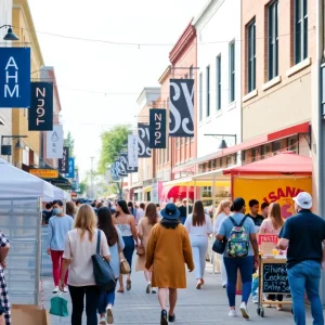 Locals engaging with vendors and shopping at Savannah Retailfest.