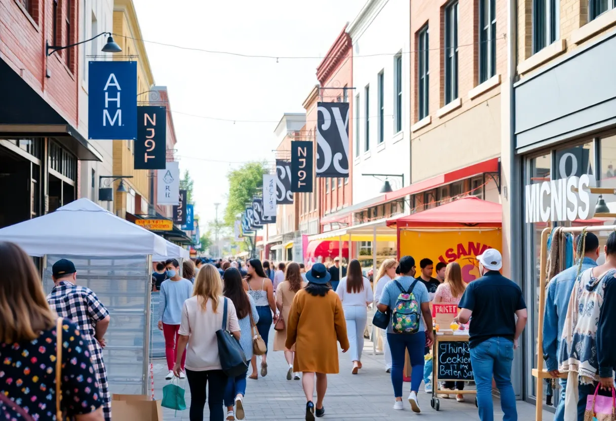Locals engaging with vendors and shopping at Savannah Retailfest.