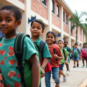 Students arriving at Savannah school with safety measures in place