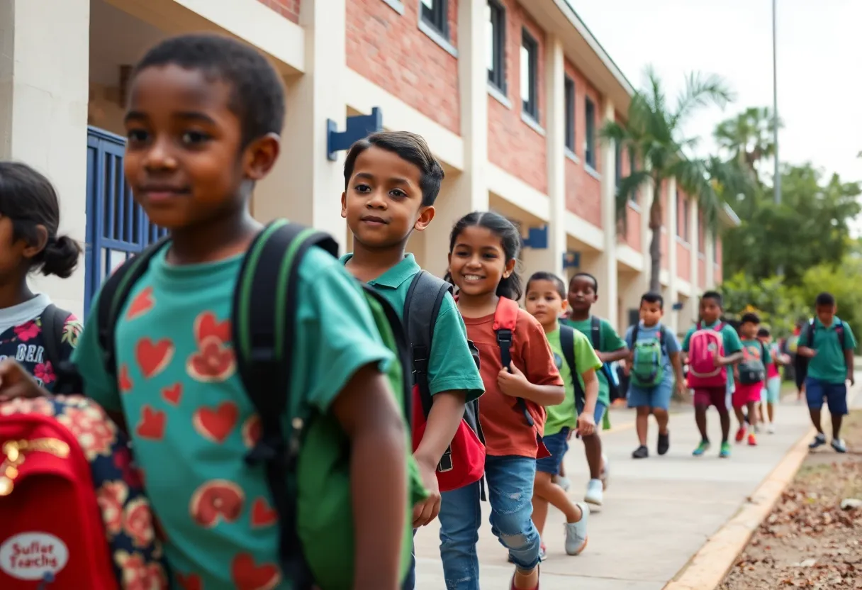 Students arriving at Savannah school with safety measures in place