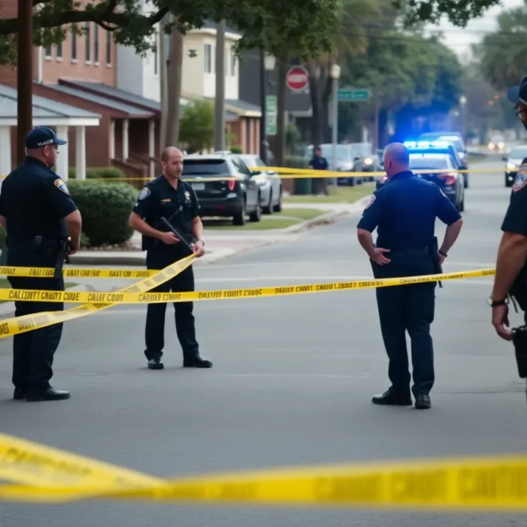 Police at a crime scene in Savannah investigating a shooting incident