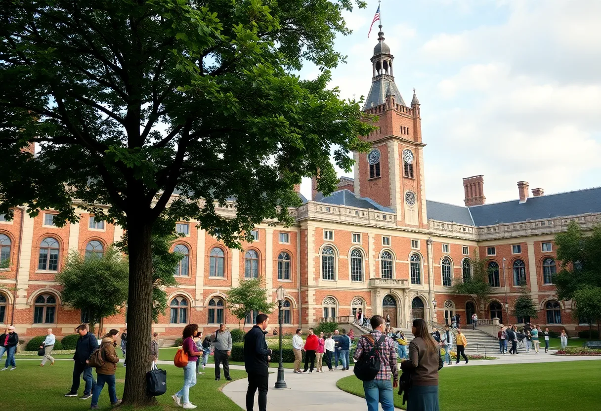 Campus of Savannah State University with students