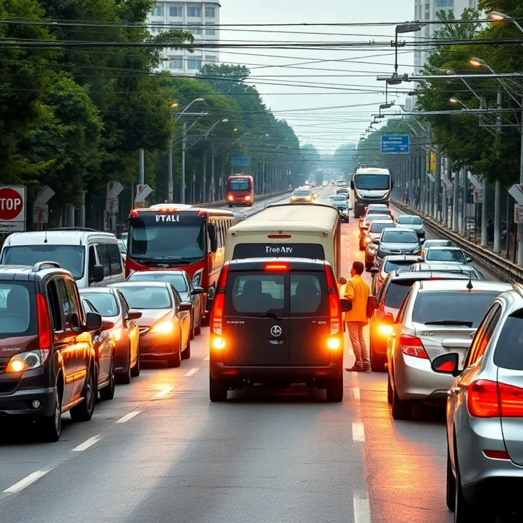 Traffic detour on President Street due to a train blockage