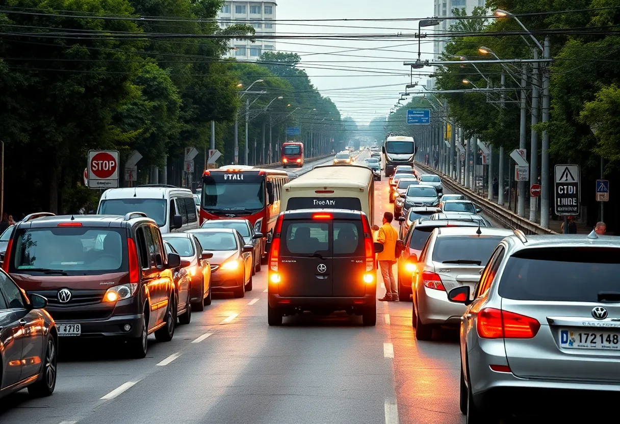 Traffic detour on President Street due to a train blockage