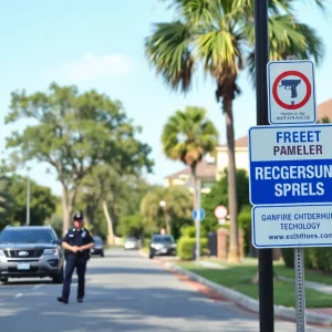 Police officers in a Savannah neighborhood investigating a gunfire incident.