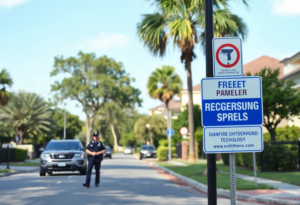 Police officers in a Savannah neighborhood investigating a gunfire incident.