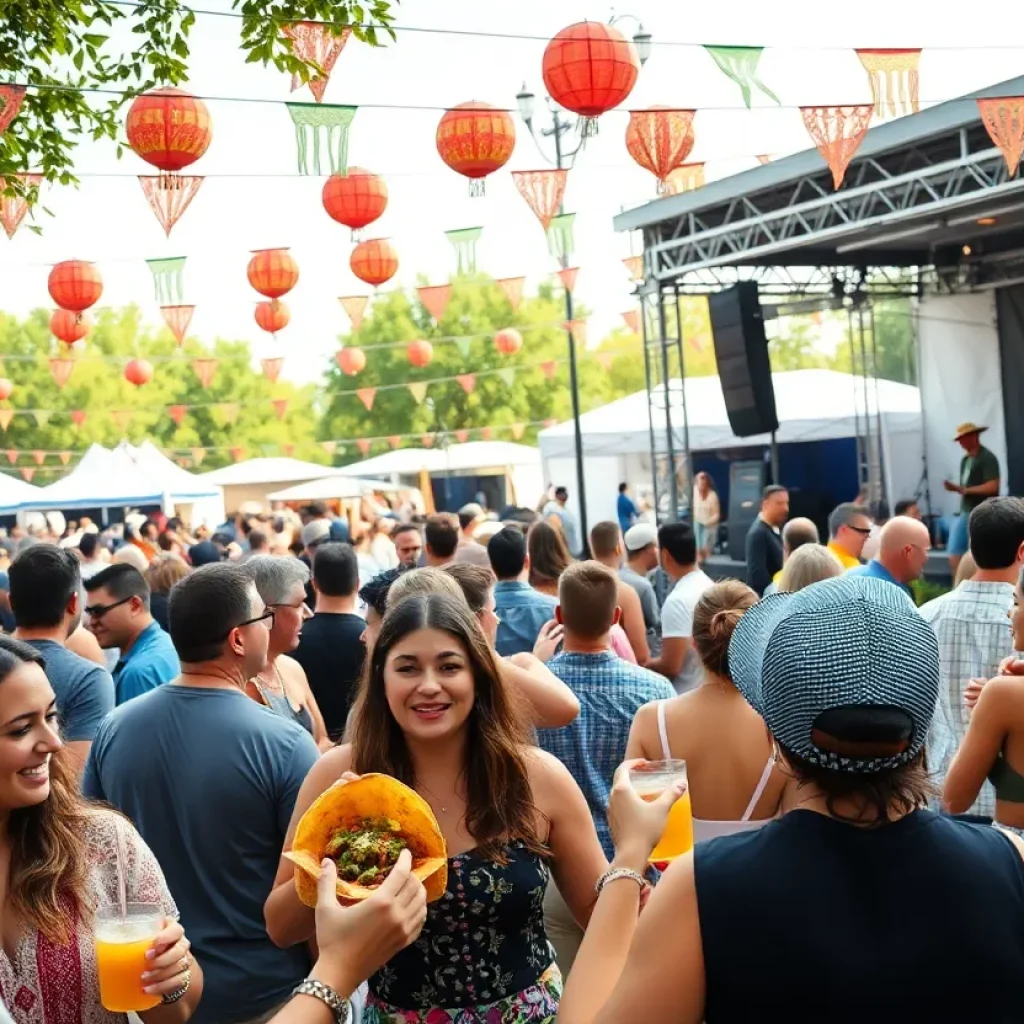 Crowd enjoying the Tacos and Tequila festival with food and drinks