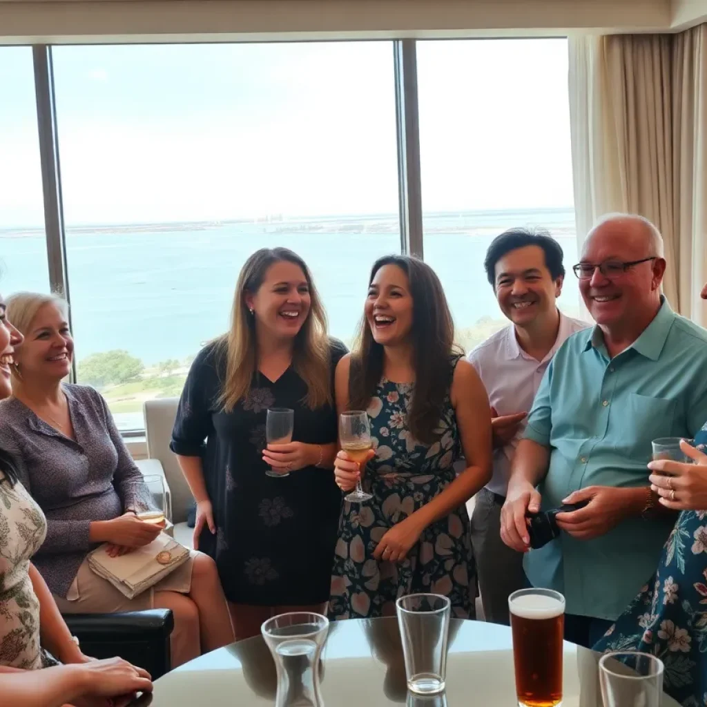 Classmates from the Wrens High School Class of 1975 celebrating their reunion in Savannah.