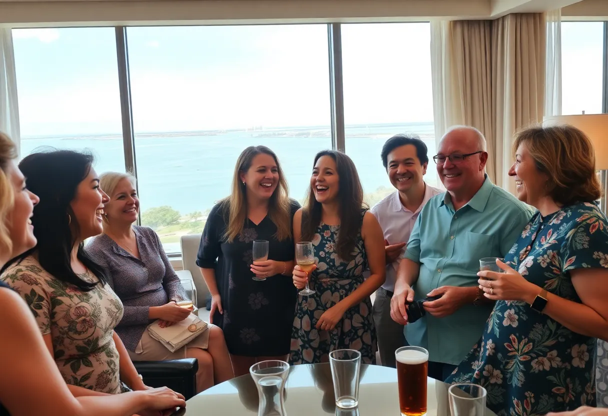Classmates from the Wrens High School Class of 1975 celebrating their reunion in Savannah.