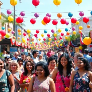 A community gathering at Savannah's 912 Day celebration filled with activities and decorations.