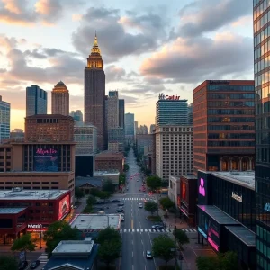 Cityscape of Atlanta showing economic activities