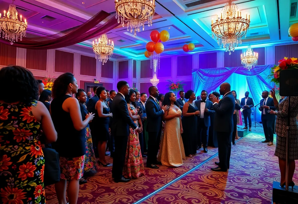 Guests enjoying a gala event celebrating Black business achievements in Savannah.