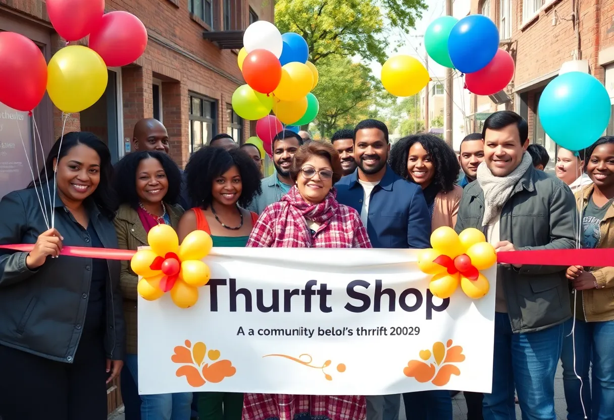 Residents and dignitaries at the Blessingdales Thrift Shop ribbon-cutting ceremony in Georgetown.
