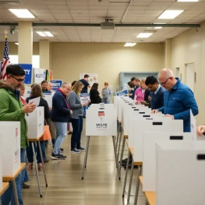 Voters at a polling station during Bryan and Effingham County local elections