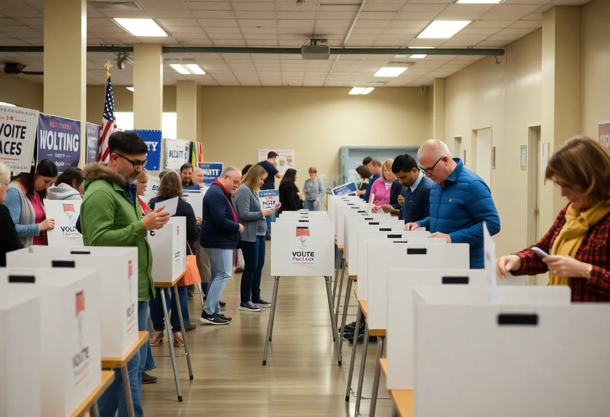 Voters at a polling station during Bryan and Effingham County local elections