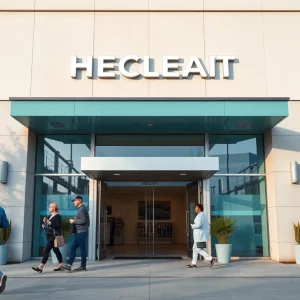 Exterior view of East Georgia Regional Medical Center with patients entering.