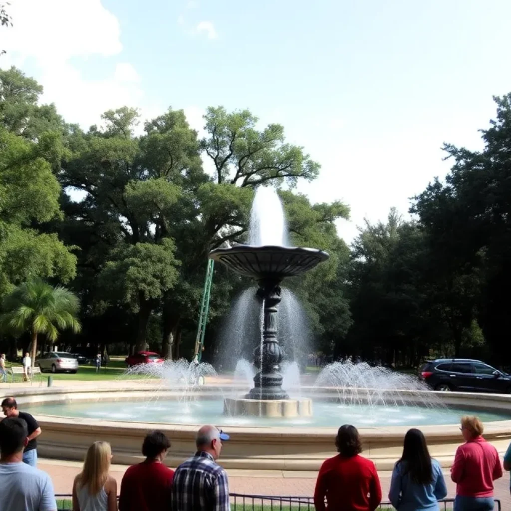 Reinstallation of the Forsyth Park fountain in Savannah