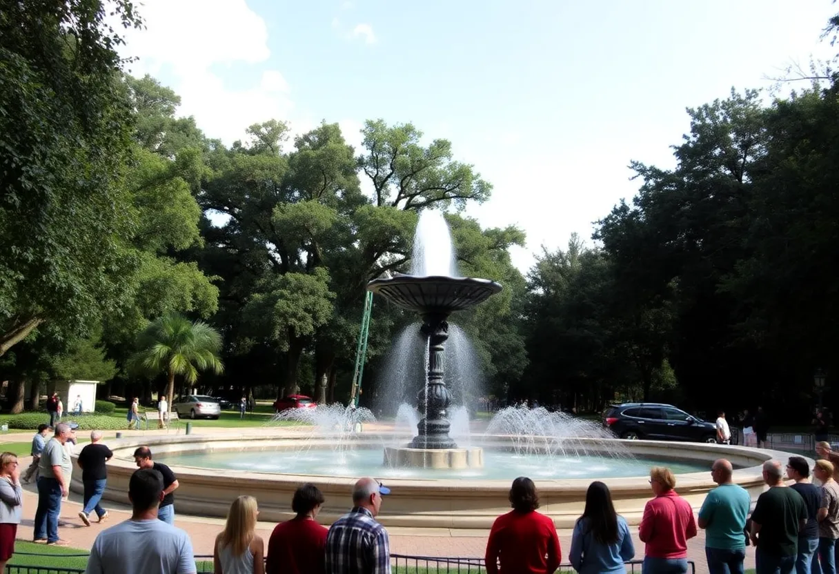 Reinstallation of the Forsyth Park fountain in Savannah