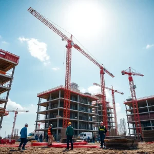 Construction site in Georgia showcasing activity and teamwork.