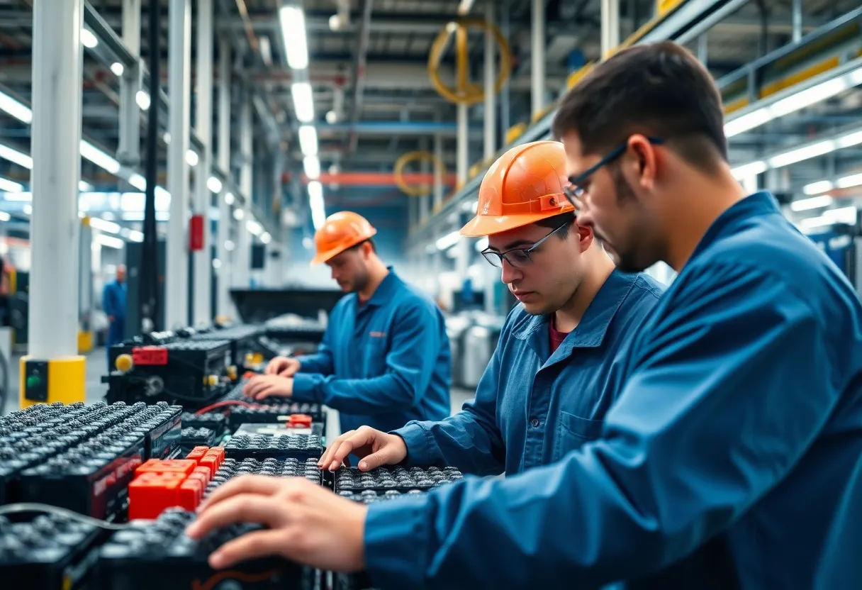 Workers at Hyundai's battery plant in Georgia