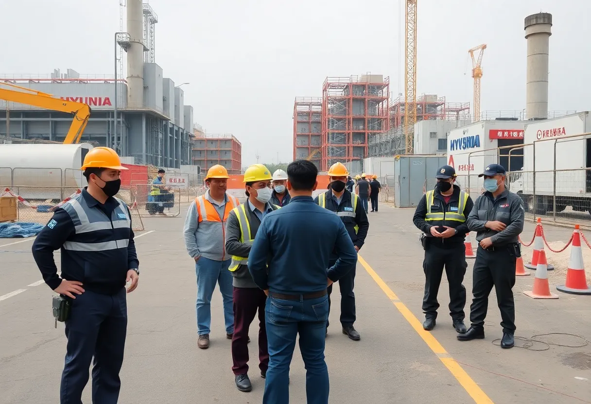 Law enforcement at Hyundai battery plant during ICE raid