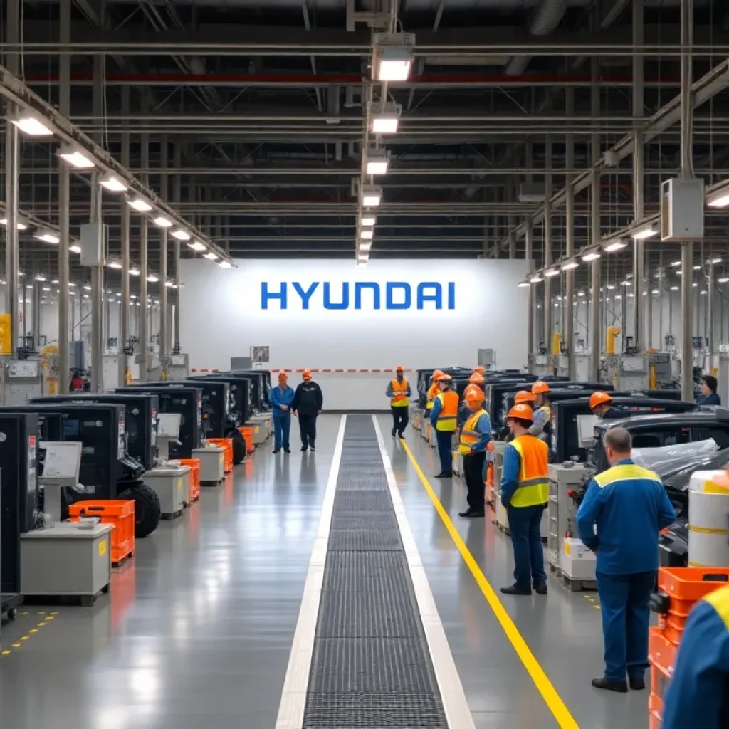 Workers at Hyundai battery plant before immigration raid