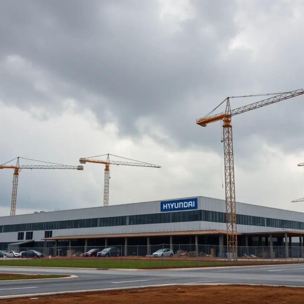 Hyundai factory site with construction paused