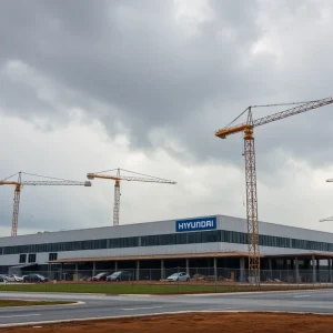 Hyundai factory site with construction paused