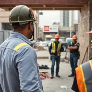 Federal agents conducting an immigration raid at a construction site in Georgia.