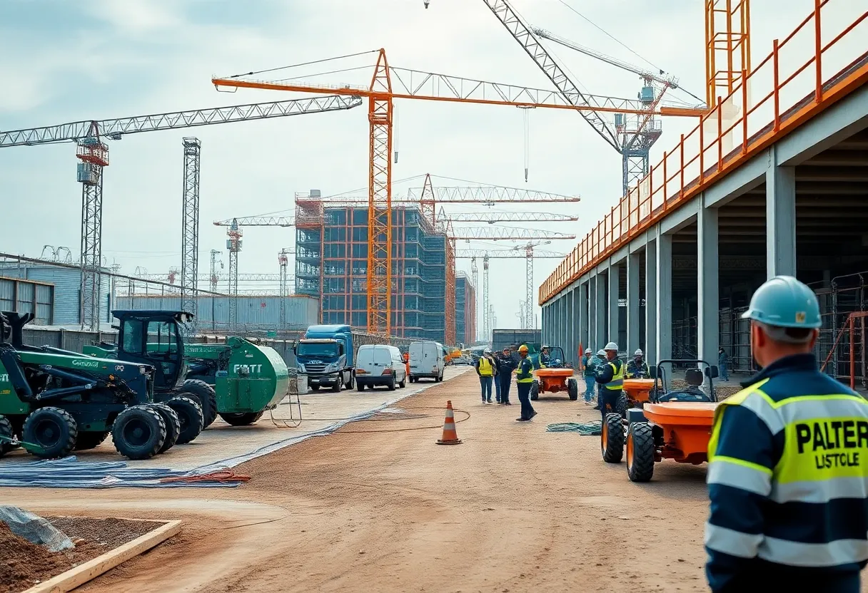 Construction site for the Hyundai Metaplant in Georgia with heavy machinery.