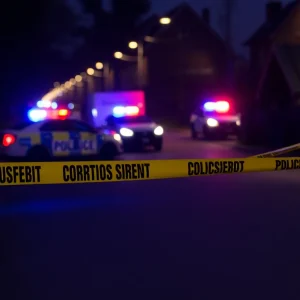 Police scene at night in McCaysville