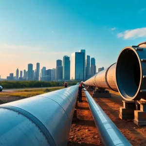 Maintenance crews working on a natural gas pipeline