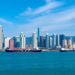Scenic view of Panama Canal with modern skyline
